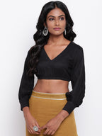 trueBrowns Black Gathered Sleeve Top