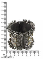 Tehzeeb Creations Women's Silver Colour Oxidised Bangle With Kundan - Distacart