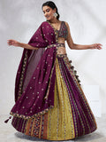 House of Panchhi Green Pure Georgette Sequins And Thread Embroidery Lehenga Choli & Dupatta