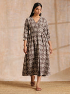 trueBrowns Clay Dabu Overall Print Cotton Wrap Dress - Distacart