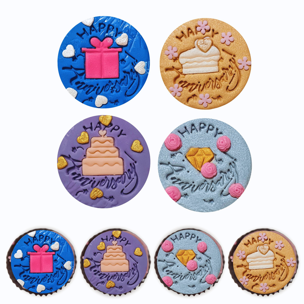 confect happy anniversary toppers for cakes cupcakes cake decorations supplies 100gms ct 12