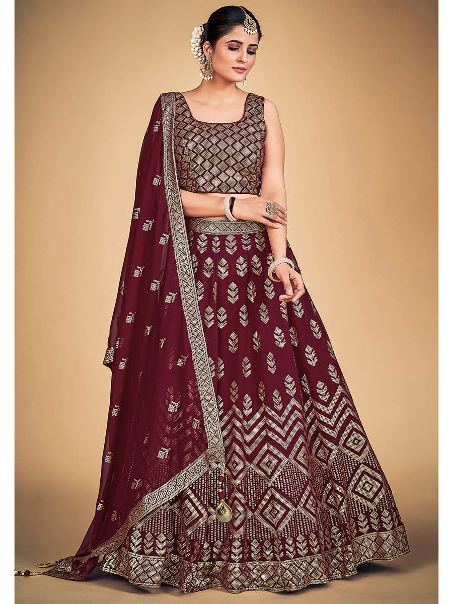 Myra Maroon Georgette Real Georgette Lehenga Choli