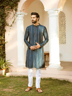 Fabmade Embroidered Regular Sequinned Chanderi Silk Kurta