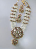 Jewel City Traditional Gold-Plated Pearl Kundan Bridal Necklace Set with Earrings | Ethnic Multi-Layered Rani Haar Jewelry