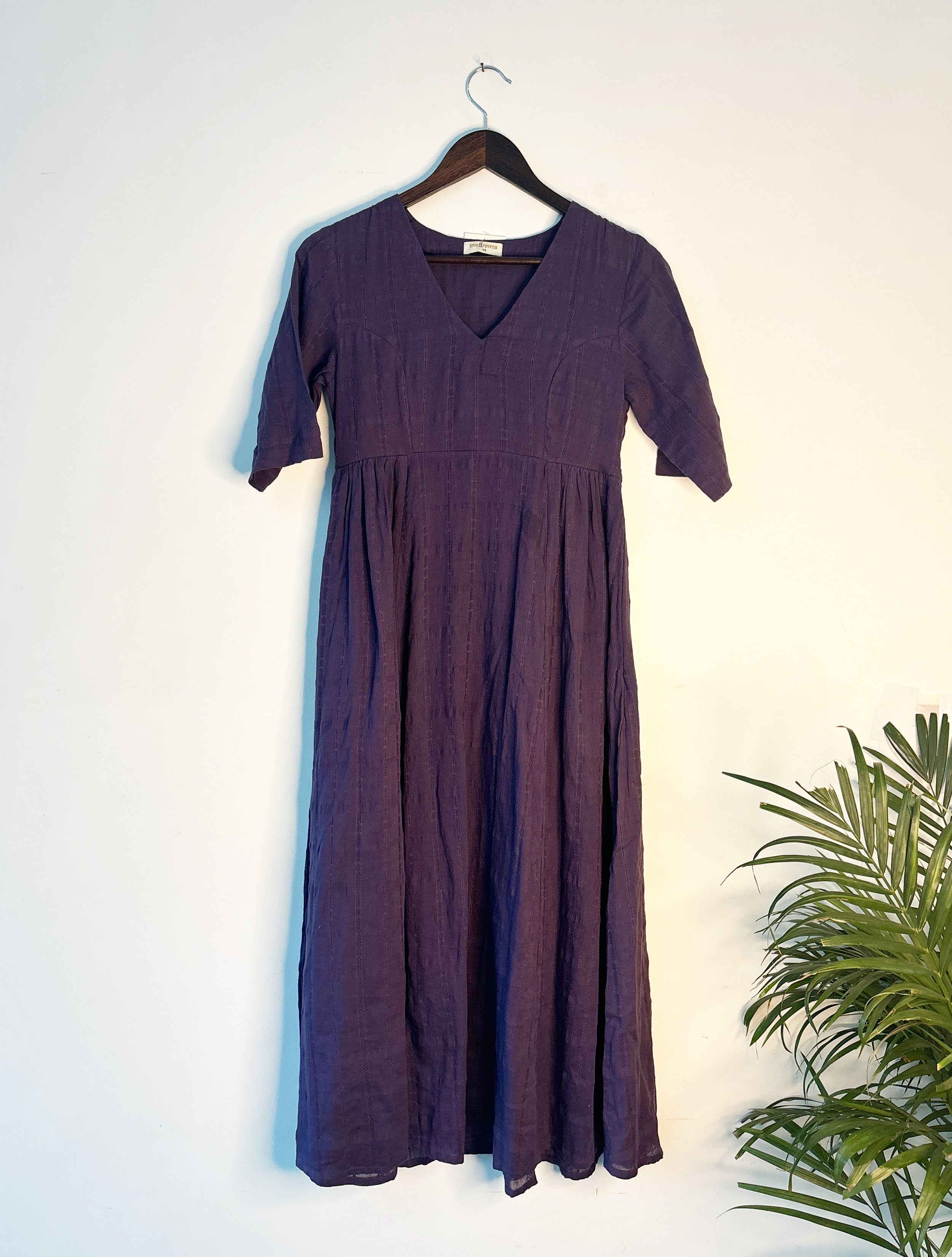 trueBrowns Purple Square Dobby Dress - Distacart