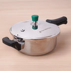 The Indus Valley Tri-ply Stainless Steel Pressure Pan, Premium Quality, 3 Layer Thick Body, Heavy Bottom, 100% Food-safe, ISI Certified, Induction & Gas, 3.5/5L