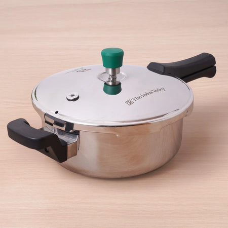 The Indus Valley Tri-ply Stainless Steel Pressure Pan, Premium Quality, 3 Layer Thick Body, Heavy Bottom, 100% Food-safe, ISI Certified, Induction & Gas, 3.5/5L