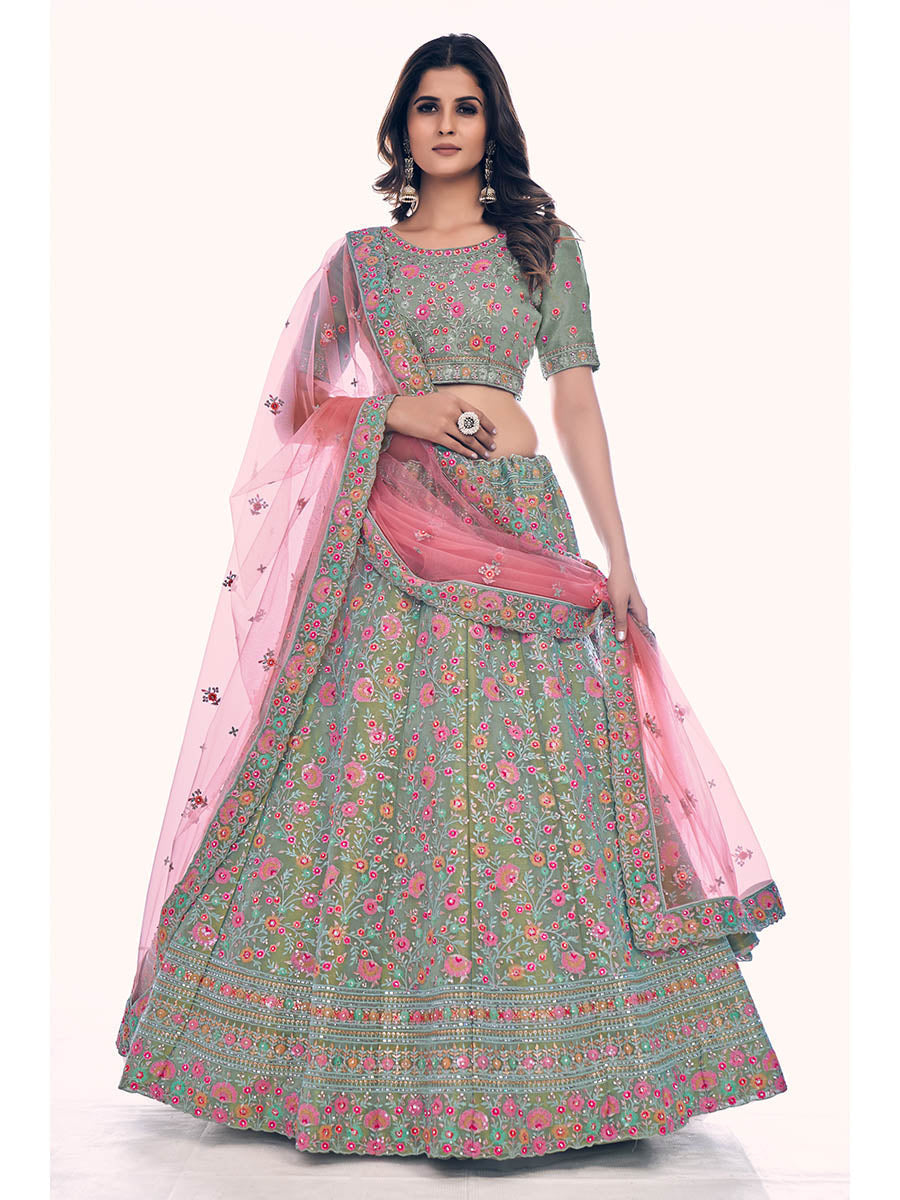Myra Green Gota Silk Embroidered Designer Lehenga Choli