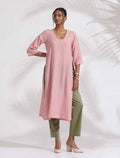 trueBrowns Red Cotton Stripe Straight Kurta Set - Distacart