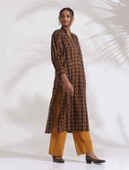 trueBrowns Black Cotton Print Straight Kurta Set - Distacart