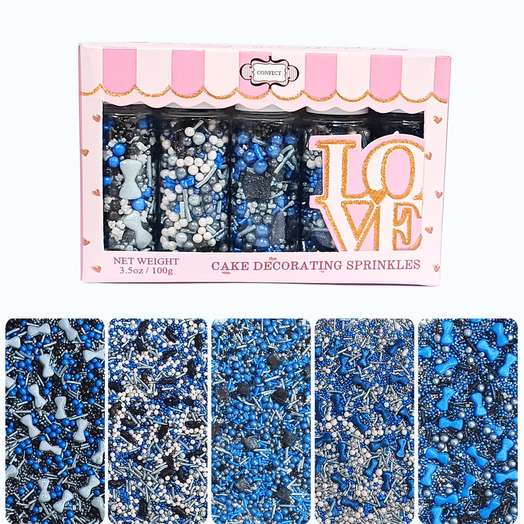 confect edible sprinkles black blue white sprinkles mix 100gms