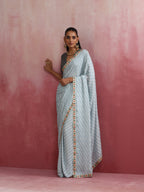 trueBrowns Grey Muslin Silk Saree