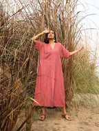 trueBrowns Coral Cotton Dobby Front Slit Dress - Distacart