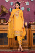 Teeya Creation Yellow Color Faux Georgette Silk Heavy Embroidery Work Fully Stitched Salwar Suit