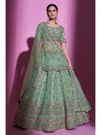 Myra Pista Green Gota Silk Embroidered Designer Lehenga Choli