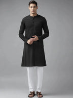 Fabmade Men Z-Black Cotton Linen Kurta