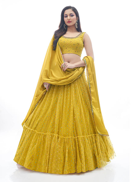 Myra Mustard Art Silk Designer Lehenga