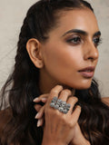 trueBrowns Silver Tone Abstract Sign Ring