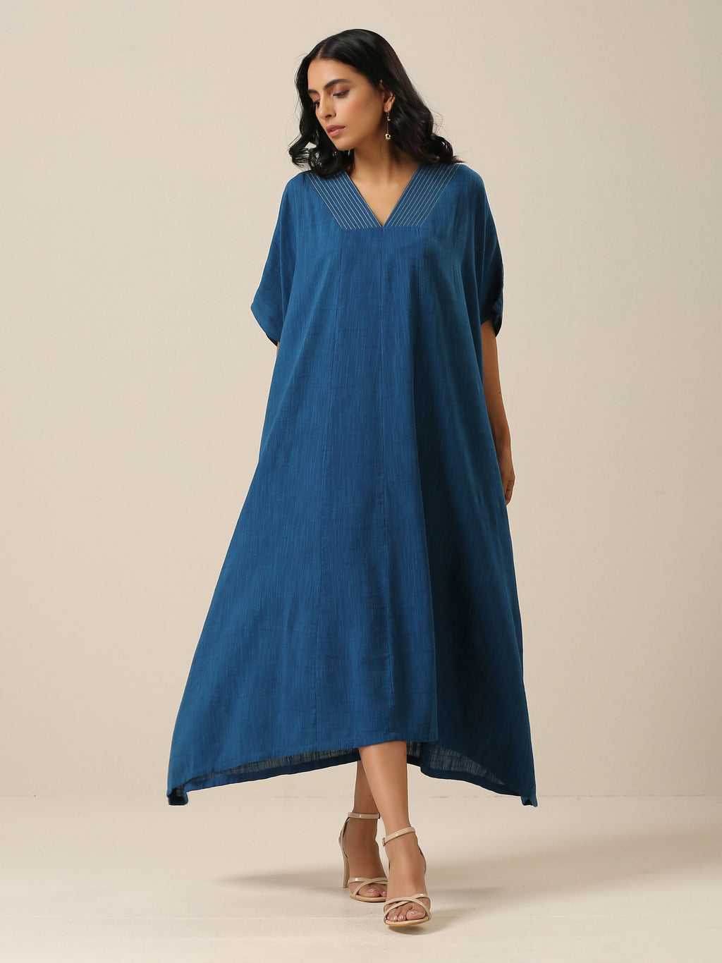trueBrowns Classic Blue Panel Kaftan dress - Distacart