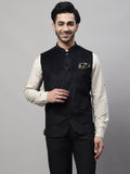 Even Apparels Men's Black Nehru Jacket With Welt Pockets