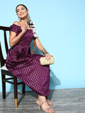 InWeave Women's Wine Brocade Dress - Distacart