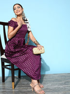 InWeave Women's Wine Brocade Dress - Distacart