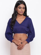 trueBrowns Blue Gathered Sleeve Top