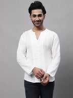 Even Apparels White Pure Cotton Open Neck Kurta - Distacart