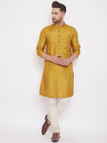 Even Apparels Beige Pure Cotton Kurta With Band Collar - Distacart