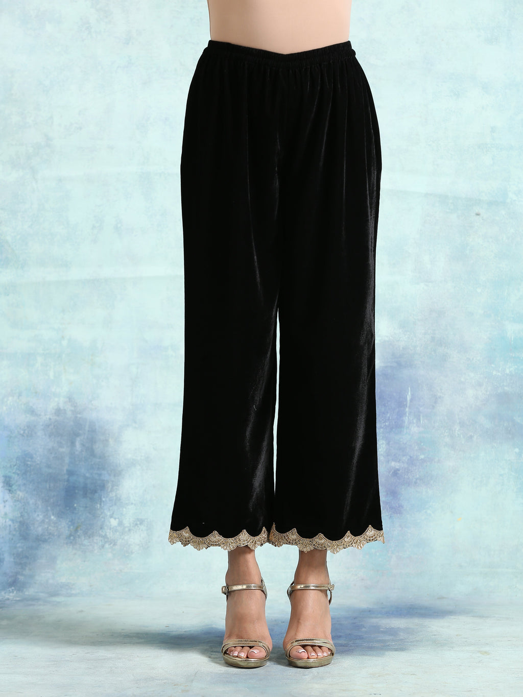 trueBrowns Black Velvet Lace Pant