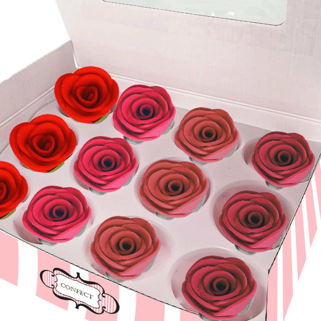 confect sugar roses topper sugar roses for cake decorations cupcakes doughnut edible toppers ombre 2 pack of 12