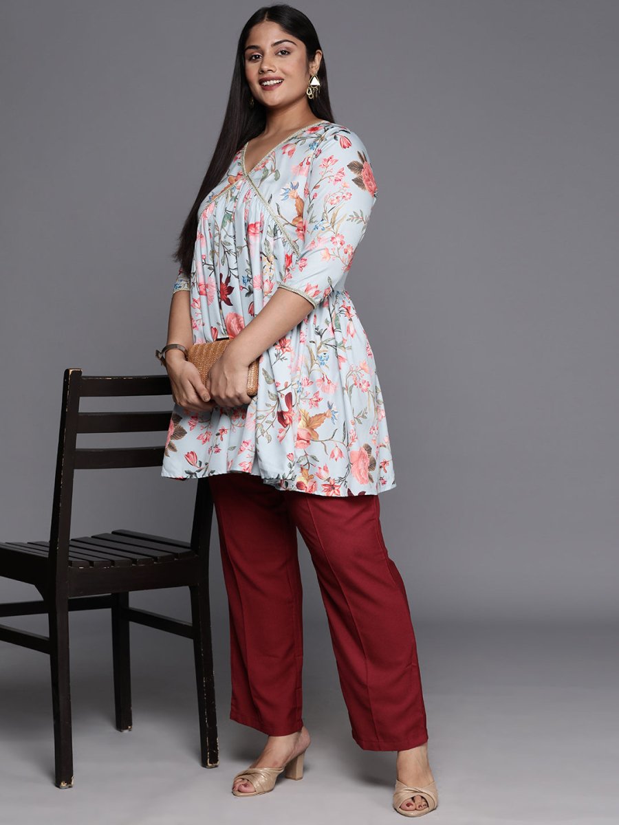 Ahalyaa Plus Size Floral Printed Tunic