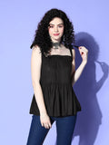 InWeave Black Shoulder Tie-Up Top
