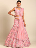House of Panchhi PINK Net Sequins with heavy Zarkan embroidery Lehenga choli & Dupatta
