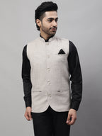 Even Apparels Men's Beige Pure Wool Nehru Jacket