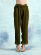 trueBrowns Mehandi Velvet Pant