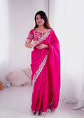 Lorenvalley Fashion Magenta Jimmy Choo with Embroidery Threads Codding & Sequins Work Saree with Blouse - Distacart