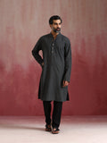 trueBrowns Men's Charcoal Grey Mandarin Collar Kurta