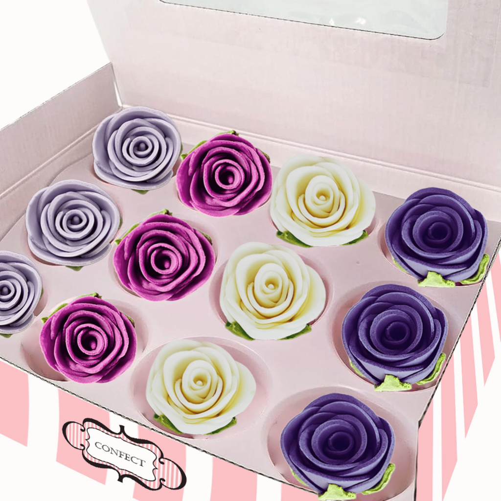confect sugar roses topper sugar roses for cake decorations cupcakes doughnut edible toppers ombre 6 pack of 12