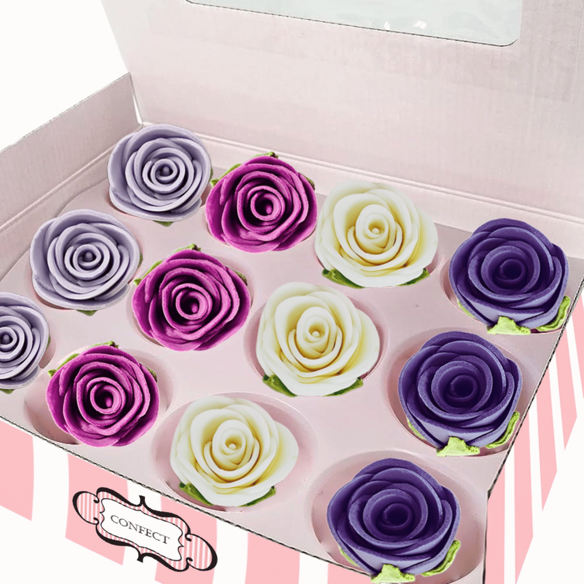 confect sugar roses topper sugar roses for cake decorations cupcakes doughnut edible toppers ombre 6 pack of 12