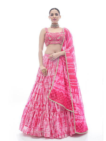 Myra Pink Jaquard Embroidered Designer Lehenga