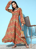 InWeave Women's Rust Edgy Print Dress - Distacart