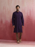 trueBrowns Men's Purple Mandarin Collar Kurta