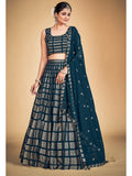 Myra Teal Blue Georgette Real Georgette Lehenga Choli