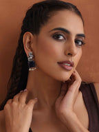 trueBrowns Silver Tone Turquise Stone Earrings - Distacart