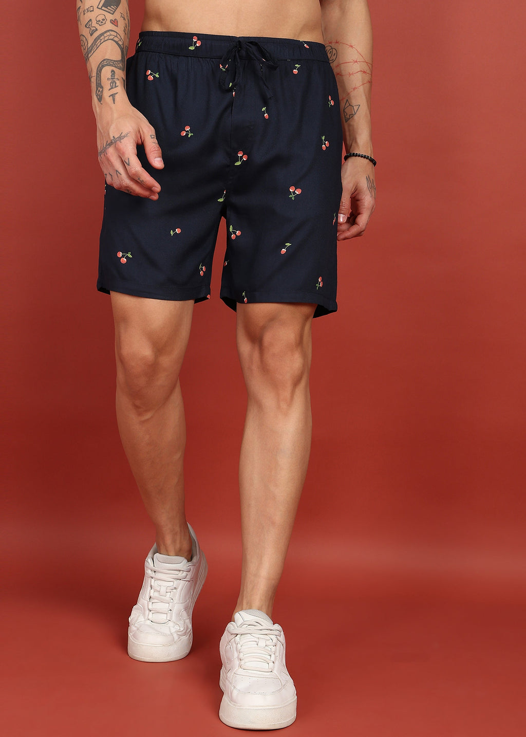 Fabmade Midnight Cherry Printed Shorts