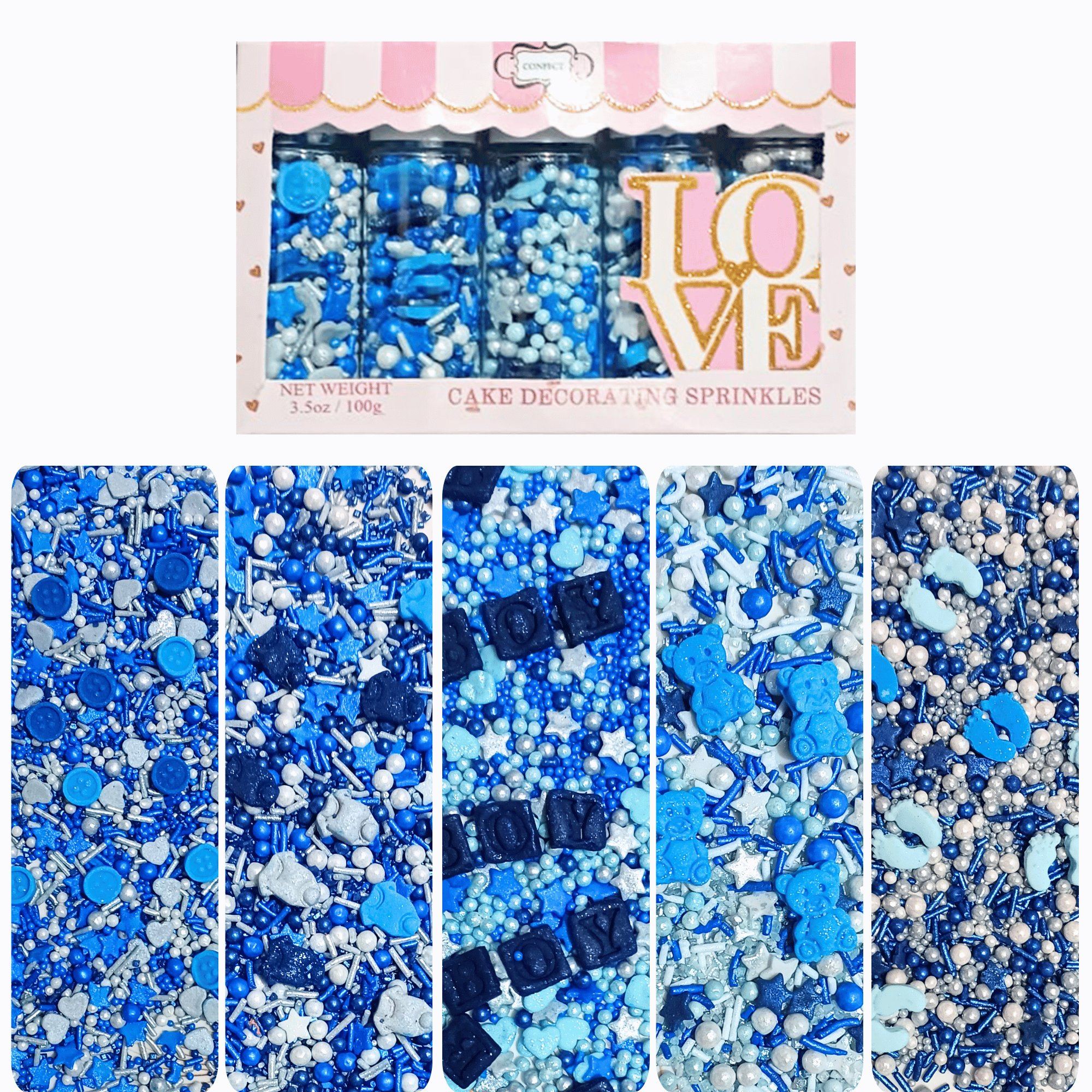 confect boys baby shower sprinkles gender reveal sprinkles edible sprinkles assorted pack of 5 baby shower 28