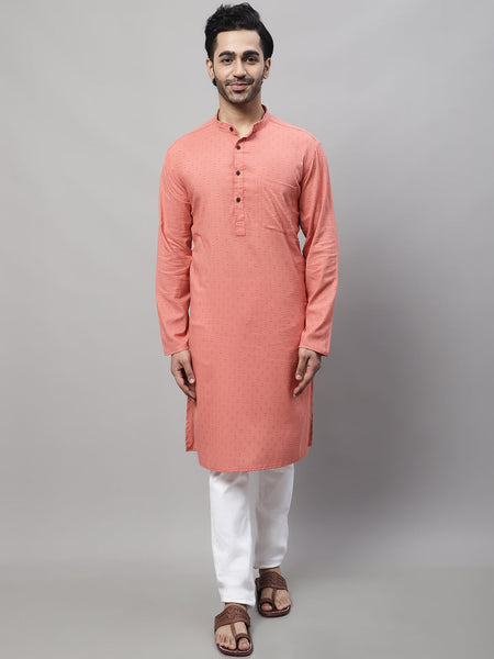 Even Apparels Maroon Pure Cotton Kurta With Band Collar