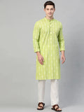 Fabmade Lime Green And White Printed Straight Kurta