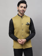 Even Apparels Men's Mustard Pure Wool Nehru Jacket